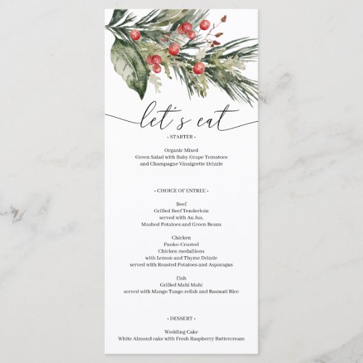 Menu Elegant Waterverf Kerstmis (Voorkant)