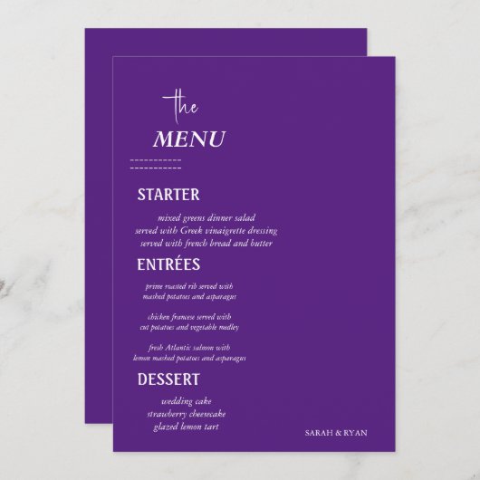 Menu Elegant Wedding Table (Voorkant / Achterkant)