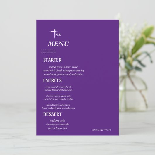 Menu Elegant Wedding Table (Staand voorkant)