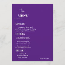 Menu Elegant Wedding Table