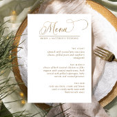Menu Elegant Wedding, White en Gold Calligraphy