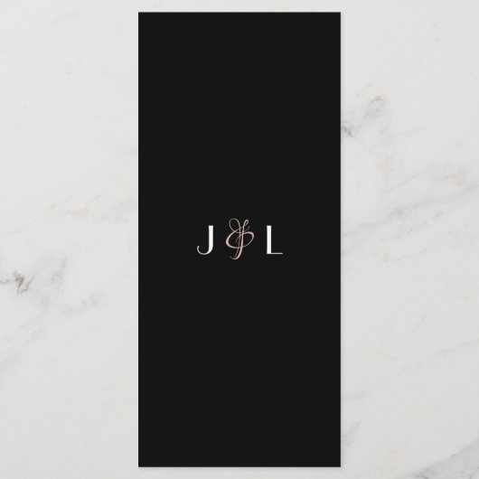 Menu Elegant White Black Monogram Weddenschap (Achterkant)