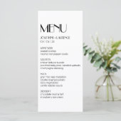 Menu Elegant White Black Monogram Weddenschap (Staand voorkant)