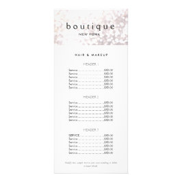 Menu Elegant White Bokeh Salon Price List