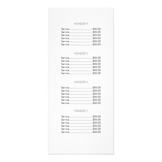 Menu Elegant White Bokeh Salon Price List (Achterkant)