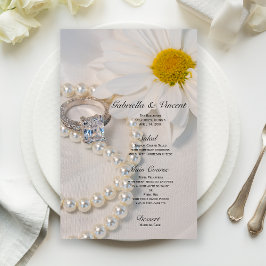 Menu Elegant White Daisy Flower Wedding