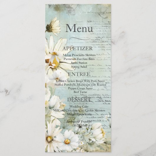 Menu Elegant White Daisy Wedding (Voorkant)
