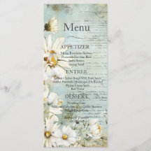 Menu Elegant White Daisy Wedding