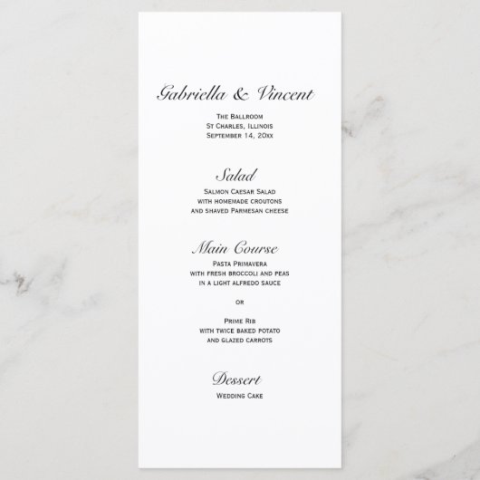 Menu Elegant White Daisy Wedding (Achterkant)
