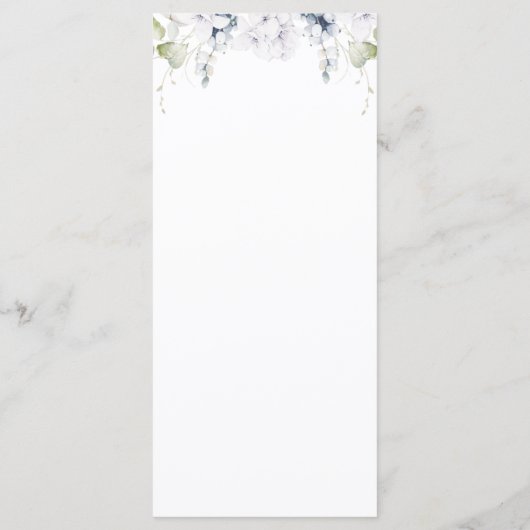 Menu Elegant White en Blue Floral Wedding (Achterkant)
