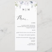 Menu Elegant White en Blue Floral Wedding (Voorkant)