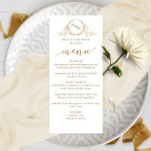 Menu Elegant White en Gold Monogram Wedding