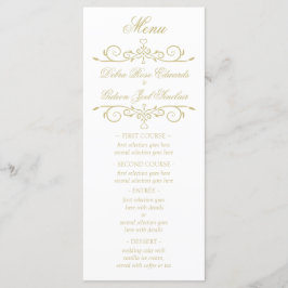 Menu Elegant White en Gold Monogram Wedding