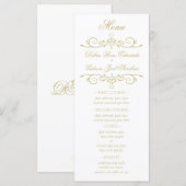 Menu Elegant White en Gold Monogram Wedding (Voorkant / Achterkant)
