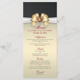 Menu Elegant White Gold Ribbon Red Diamond Weddens