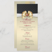 Menu Elegant White Gold Ribbon Red Diamond Weddens (Voorkant / Achterkant)