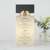 Menu Elegant White Gold Ribbon Red Diamond Weddens (Staand voorkant)