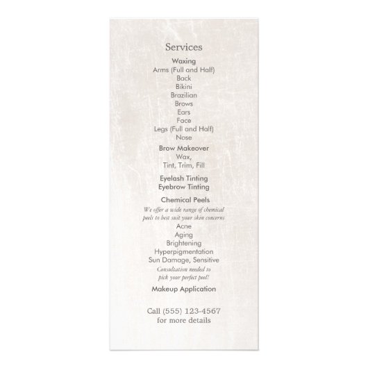 Menu Elegant White Marble Hair Salon and Spa (Achterkant)