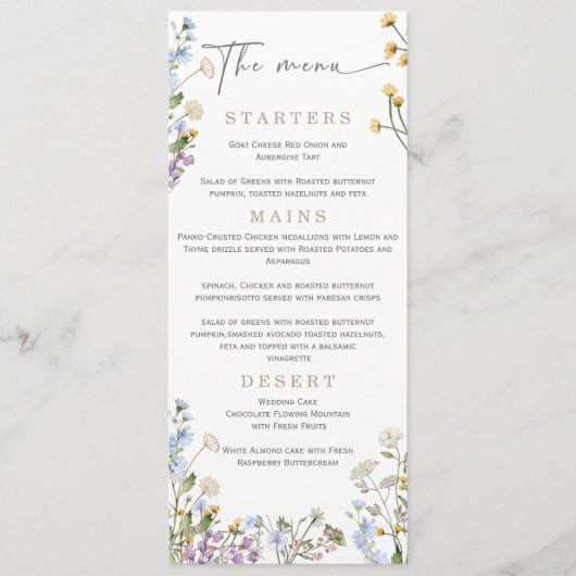 Menu Elegant Wilflower Wedding (Voorkant)