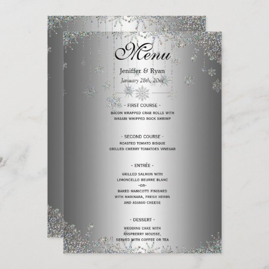 Menu Elegant winter Wedding (Voorkant / Achterkant)
