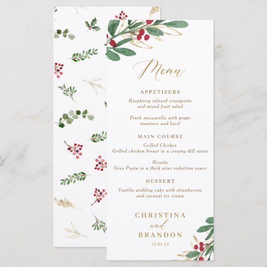 Menu Elegant Winter Wedding of Kerstmis (Voorkant / Achterkant)