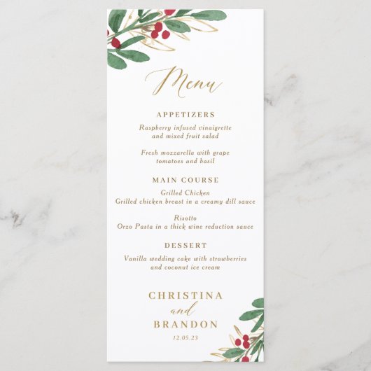 Menu Elegant Winter Wedding of Kerstmis (Voorkant)