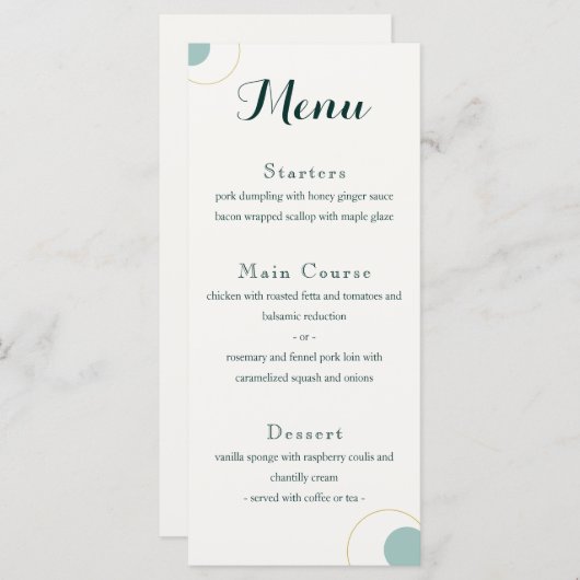 Menu Emerald and Gold Art Deco Wedding (Voorkant / Achterkant)