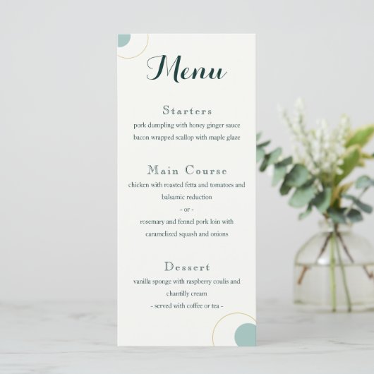 Menu Emerald and Gold Art Deco Wedding (Staand voorkant)