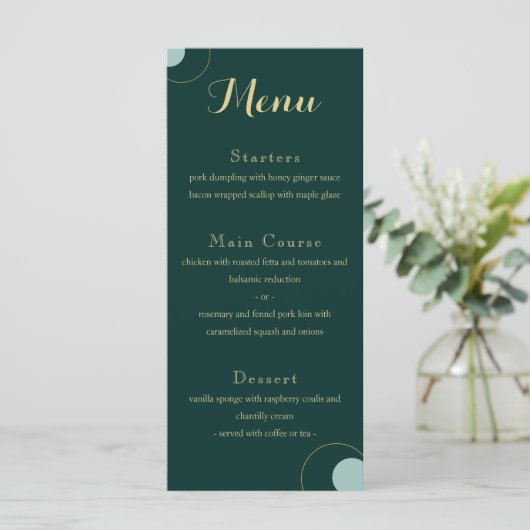 Menu Emerald and Gold Art Deco Wedding (Staand voorkant)