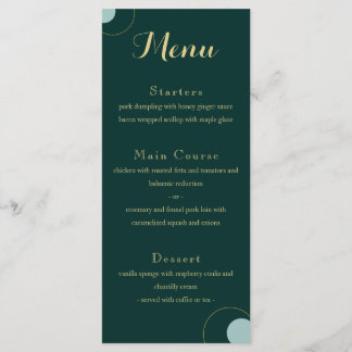 Menu Emerald and Gold Art Deco Wedding