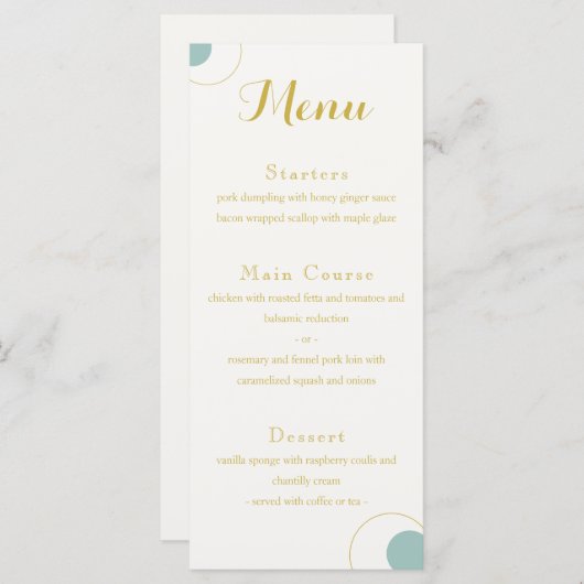 Menu Emerald and Gold Art Deco Wedding (Voorkant / Achterkant)