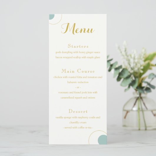 Menu Emerald and Gold Art Deco Wedding (Staand voorkant)