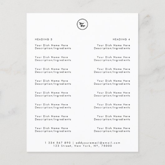 Menu en Logo van de ophaalservice van het restaura (Achterkant)