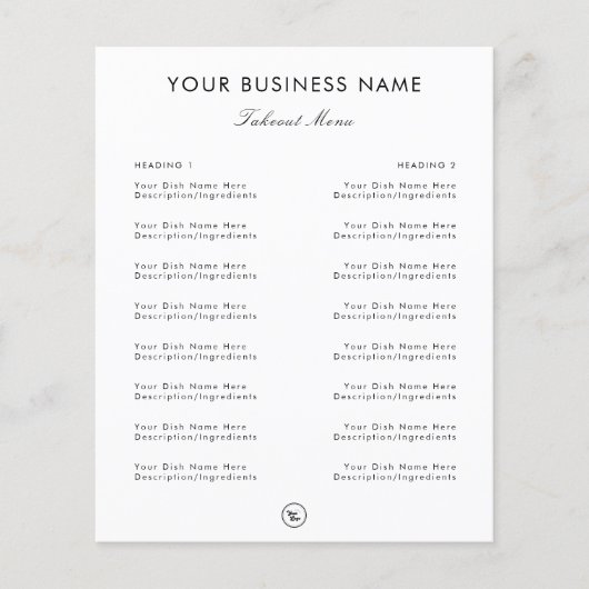 Menu en Logo van de ophaalservice van het restaura (Voorkant)