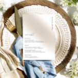 Menu Estelle Minimalist Wedding<br><div class="desc">Dit menu kenmerkt een modern minimalistisch ontwerp met een hand-brief manuscriptdoopvont op een witte achtergrond voor een schone en eenvoudige blik. Het manuscript "menu en eet"rubriek is een afbeelding dat niet kan worden uitgegeven. Alle andere tekst kan volledig worden bewerkt. Voor een geavanceerdere aanpassing van dit ontwerp, selecteer hierboven eenvoudig...</div>