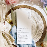 Menu Estelle Minimalist Wedding Long<br><div class="desc">Dit menu kenmerkt een modern minimalistisch ontwerp met een hand-brief manuscriptdoopvont op een witte achtergrond voor een schone en eenvoudige blik. Het manuscript "menu en eet"rubriek is een afbeelding dat niet kan worden uitgegeven. Alle andere tekst kan volledig worden bewerkt. Voor een geavanceerdere aanpassing van dit ontwerp, selecteer hierboven eenvoudig...</div>