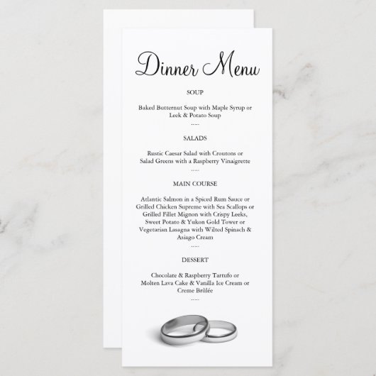 Menu Eternity (Voorkant / Achterkant)