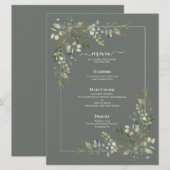Menu Eucalyptus Botanical Sage Green Wedding (Voorkant / Achterkant)