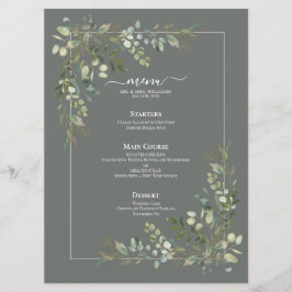 Menu Eucalyptus Botanical Sage Green Wedding