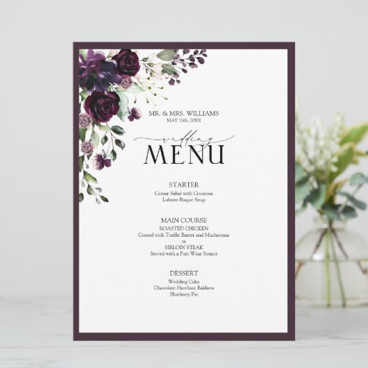 Menu Eucalyptus Botanical Sage Green Wedding (Staand voorkant)