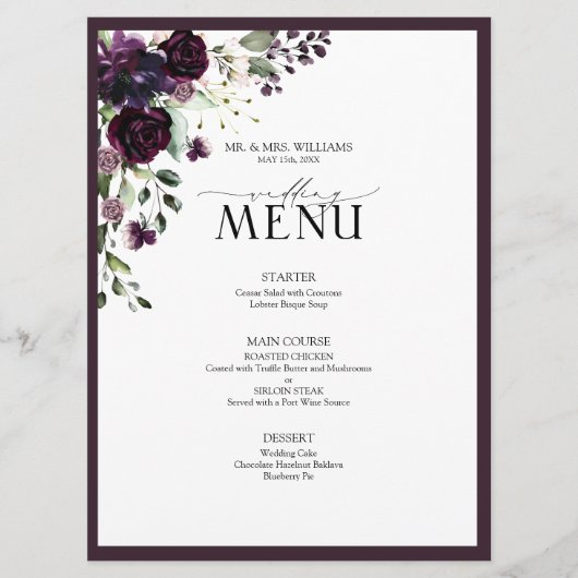 Menu Eucalyptus Botanical Sage Green Wedding (Voorkant)