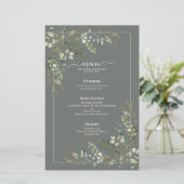 Menu Eucalyptus Botanical Sage Green Wedding (Staand voorkant)