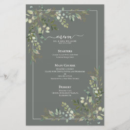 Menu Eucalyptus Botanical Sage Green Wedding