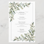 Menu Eucalyptus Botanical Sage Green Wedding<br><div class="desc">Creëer de perfecte receptie met dit trendy 5, 5 x 8, 5-inch menuontwerp met deze elegante eucalyptus botanische waterverf florale vormgeving. Perfect voor, maar niet beperkt tot, die achtertuin en tuinbruiloft. Deel van een matchingset. Zie volledig collectie hier: https://www.zazzle.com/collections/eucalyptus_botanical_sage_green_script_wedding-119437527356989510 de ontwerper van het contact voor meer producten in dit ontwerp,...</div>