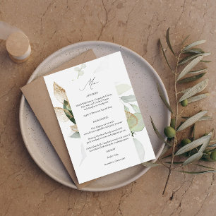 Menu Eucalyptus Glow Gold Greenery Kaart