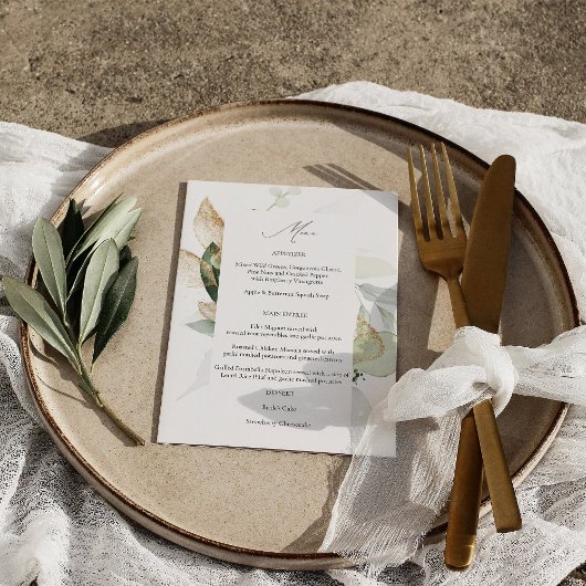 Menu Eucalyptus Glow Gold Greenery Kaart