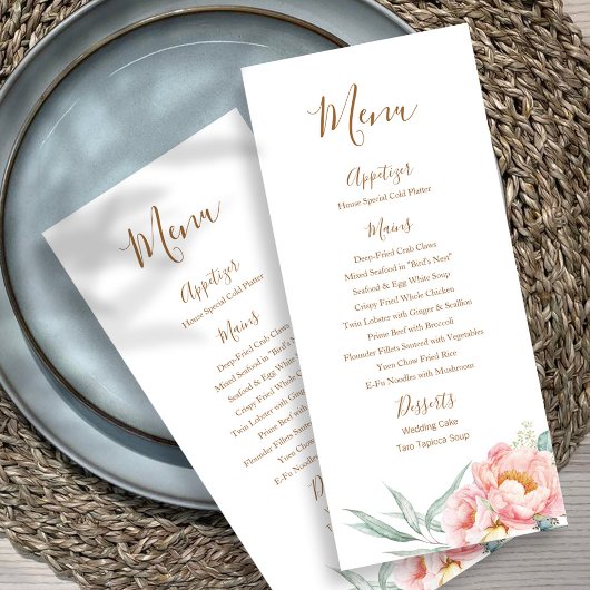 Menu Eucalyptus Peonies Wedding (bruin)