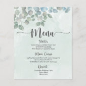 Menu Eucalyptus sage green waterverf (Voorkant)