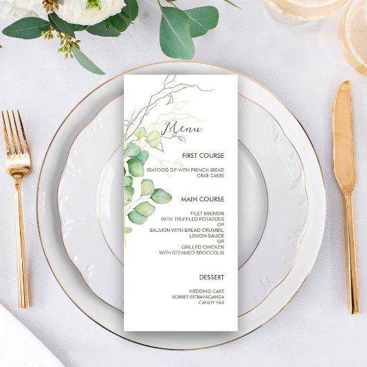 Menu Eucalyptus Waterverf Minimalist Weddenschap