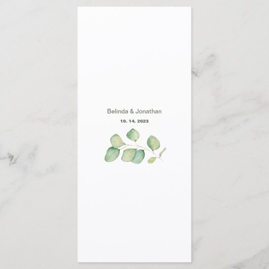 Menu Eucalyptus Waterverf Minimalist Weddenschap (Achterkant)